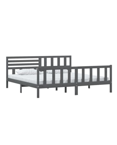 Cadre de lit Gris Bois massif 200x200 cm