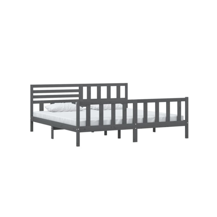 Cadre de lit Gris Bois massif 200x200 cm