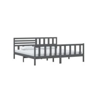 Cadre de lit Gris Bois massif 200x200 cm