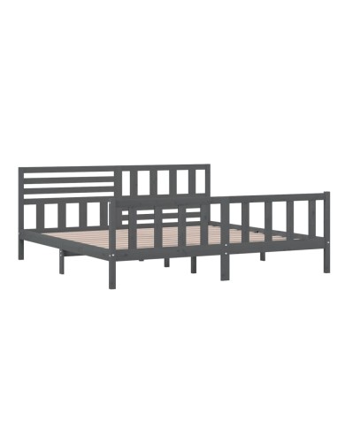 Cadre de lit Gris Bois massif 200x200 cm