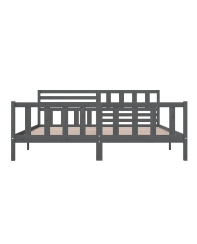 Cadre de lit Gris Bois massif 200x200 cm