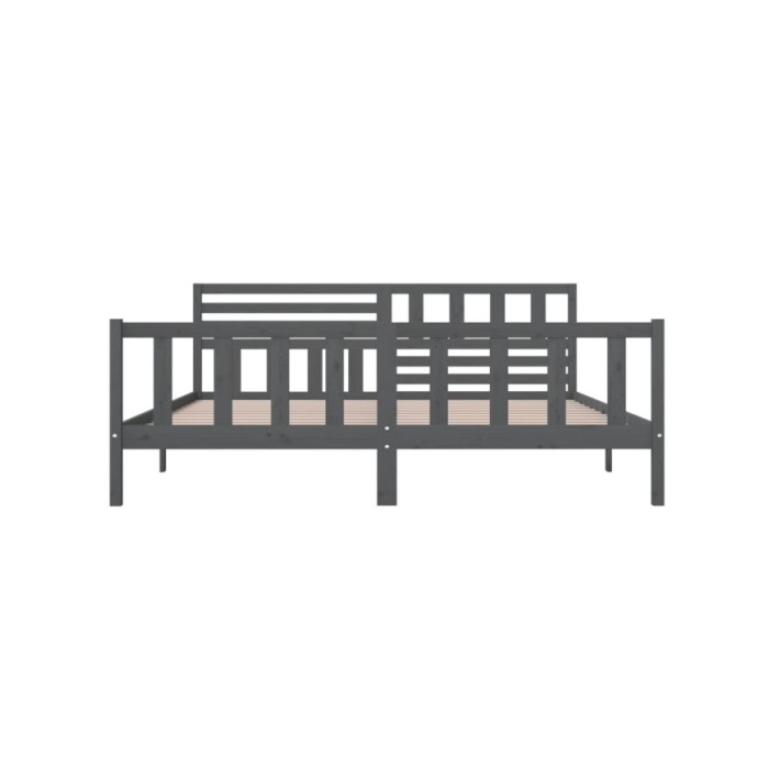 Cadre de lit Gris Bois massif 200x200 cm