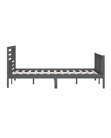 Cadre de lit Gris Bois massif 200x200 cm