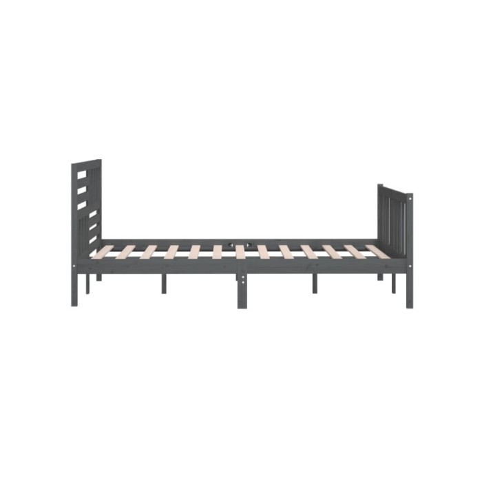 Cadre de lit Gris Bois massif 200x200 cm