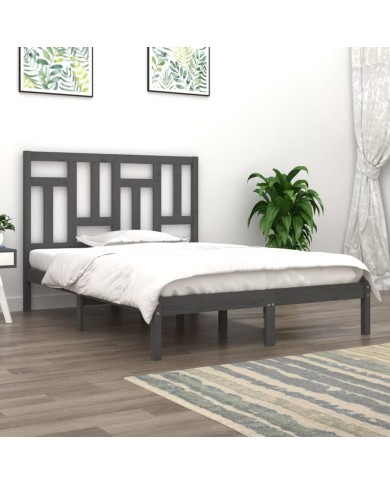 Cadre de lit Gris Bois de pin massif 200x200 cm