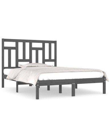 Cadre de lit Gris Bois de pin massif 200x200 cm