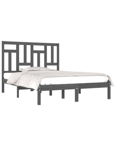 Cadre de lit Gris Bois de pin massif 200x200 cm
