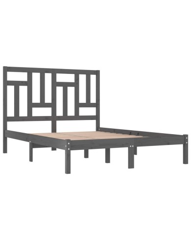 Cadre de lit Gris Bois de pin massif 200x200 cm