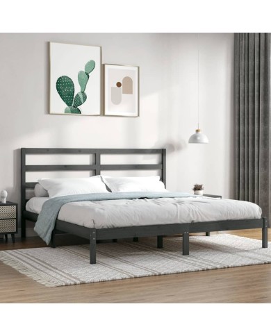 Cadre de lit Gris Bois de pin massif 200x200 cm