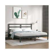 Cadre de lit Gris Bois de pin massif 200x200 cm