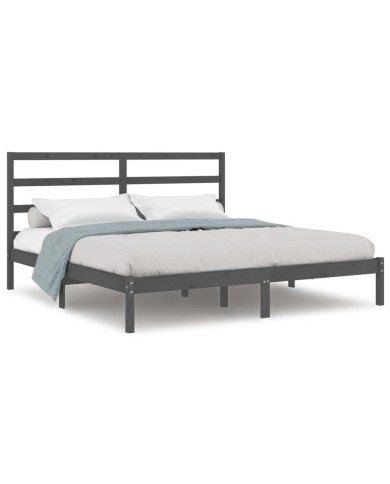Cadre de lit Gris Bois de pin massif 200x200 cm