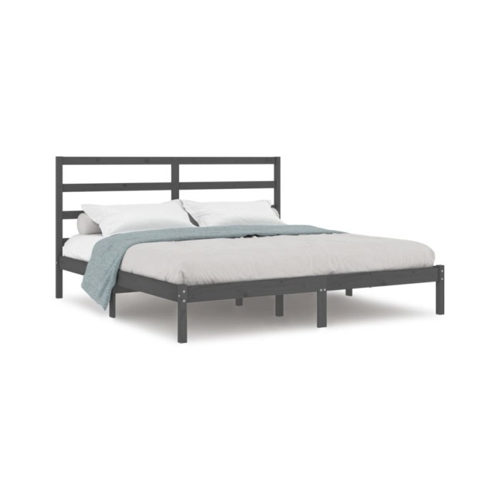 Cadre de lit Gris Bois de pin massif 200x200 cm