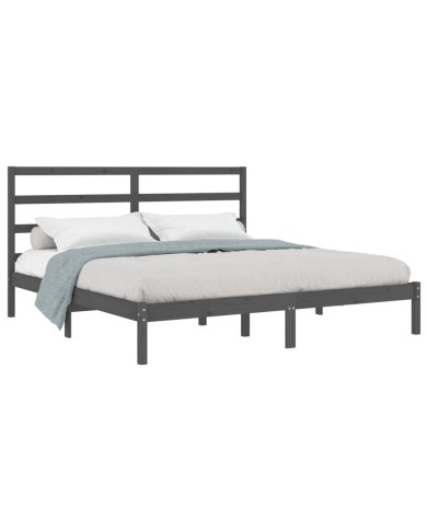 Cadre de lit Gris Bois de pin massif 200x200 cm