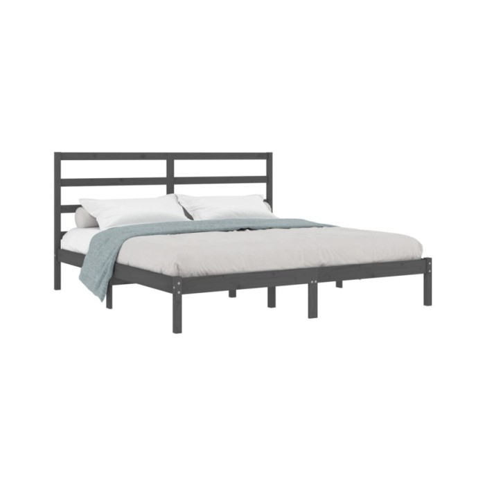 Cadre de lit Gris Bois de pin massif 200x200 cm