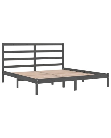 Cadre de lit Gris Bois de pin massif 200x200 cm