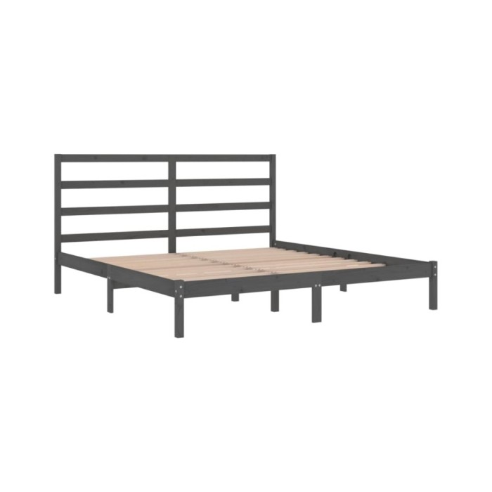 Cadre de lit Gris Bois de pin massif 200x200 cm