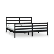 Cadre de lit Noir Bois de pin massif 180x200 cm Super King