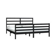Cadre de lit Noir Bois de pin massif 180x200 cm Super King
