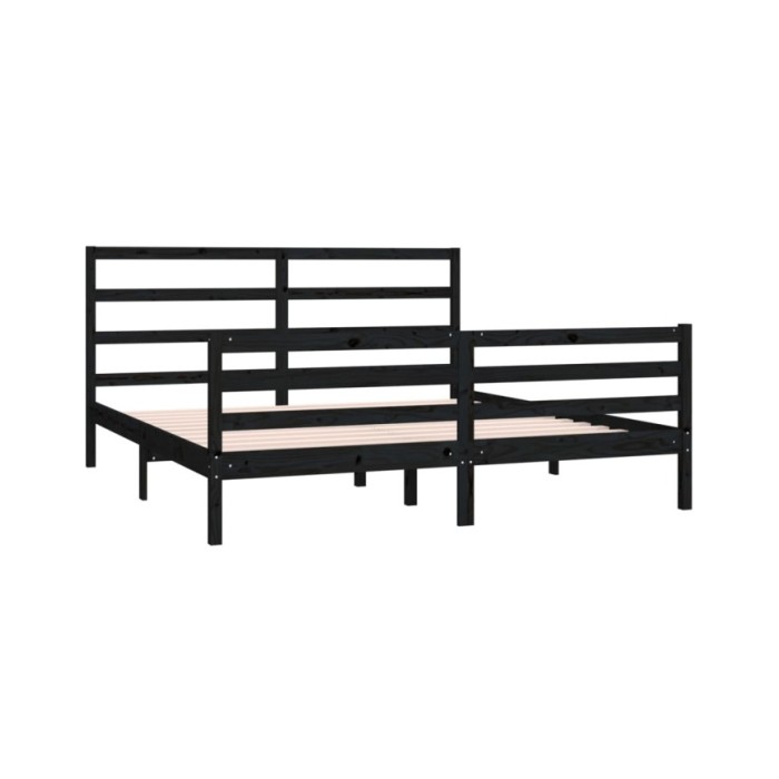 Cadre de lit Noir Bois de pin massif 180x200 cm Super King