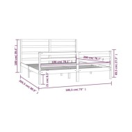 Cadre de lit Noir Bois de pin massif 180x200 cm Super King