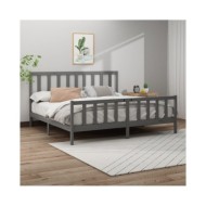 Cadre de lit Gris Bois de pin massif 200x200 cm