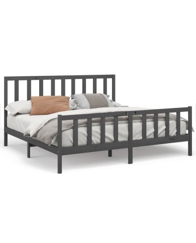 Cadre de lit Gris Bois de pin massif 200x200 cm