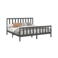 Cadre de lit Gris Bois de pin massif 200x200 cm