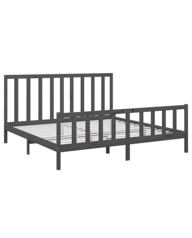 Cadre de lit Gris Bois de pin massif 200x200 cm