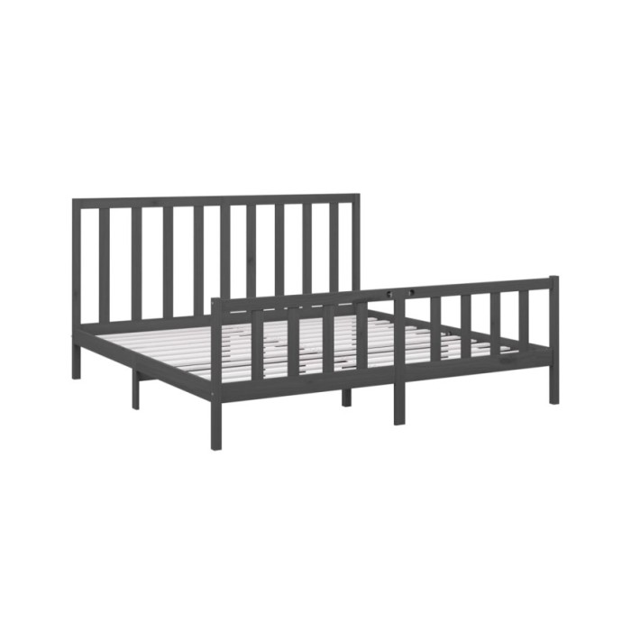 Cadre de lit Gris Bois de pin massif 200x200 cm