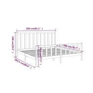 Cadre de lit Gris Bois de pin massif 200x200 cm