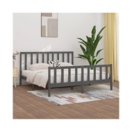 Cadre de lit Gris Bois massif 200x200 cm