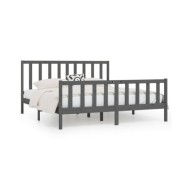 Cadre de lit Gris Bois massif 200x200 cm