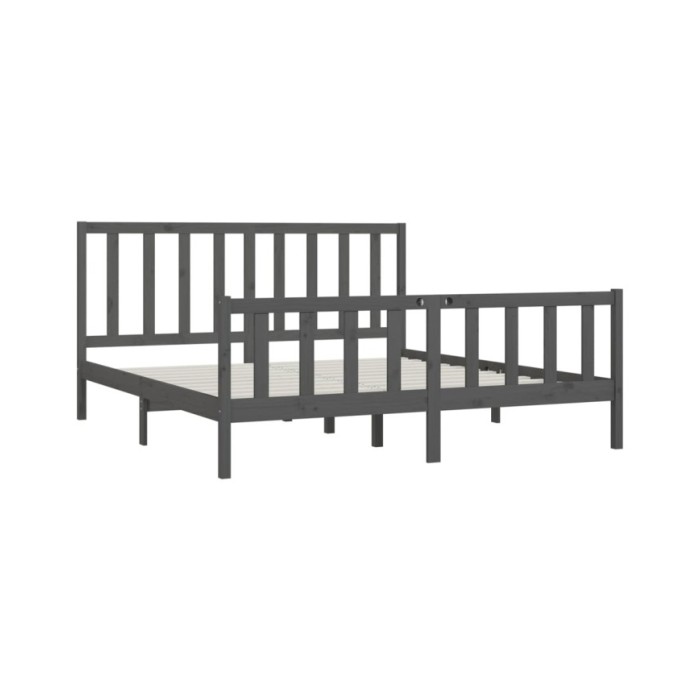 Cadre de lit Gris Bois massif 200x200 cm