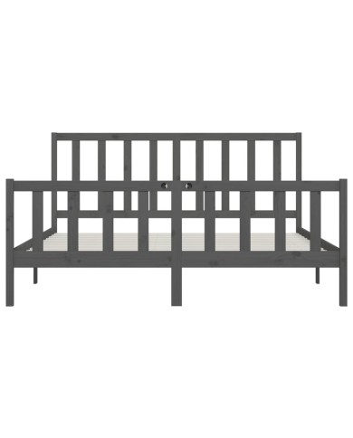 Cadre de lit Gris Bois massif 200x200 cm