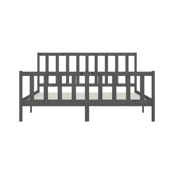 Cadre de lit Gris Bois massif 200x200 cm