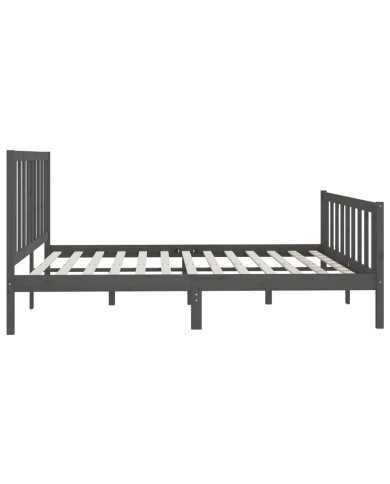 Cadre de lit Gris Bois massif 200x200 cm