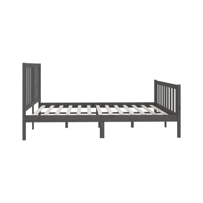 Cadre de lit Gris Bois massif 200x200 cm