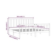 Cadre de lit Gris Bois massif 200x200 cm