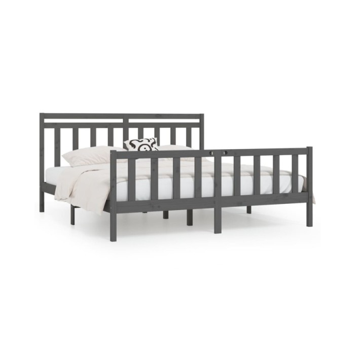 Cadre de lit Gris Bois de pin massif 200x200 cm