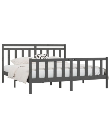 Cadre de lit Gris Bois de pin massif 200x200 cm