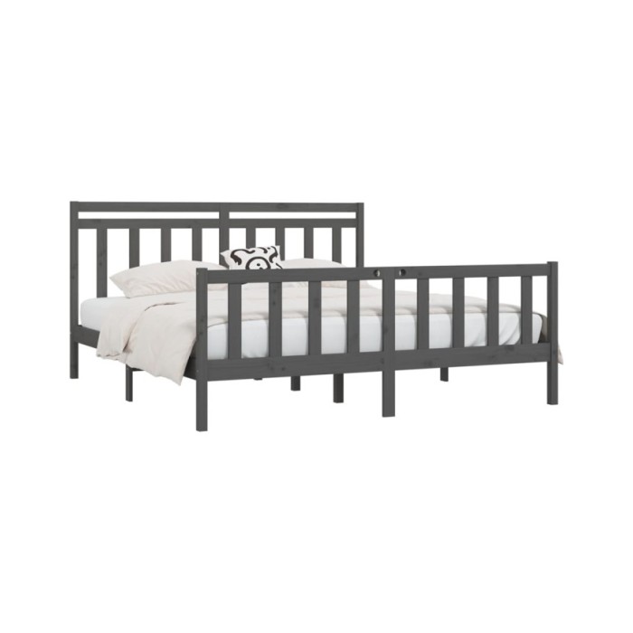 Cadre de lit Gris Bois de pin massif 200x200 cm