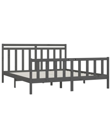 Cadre de lit Gris Bois de pin massif 200x200 cm