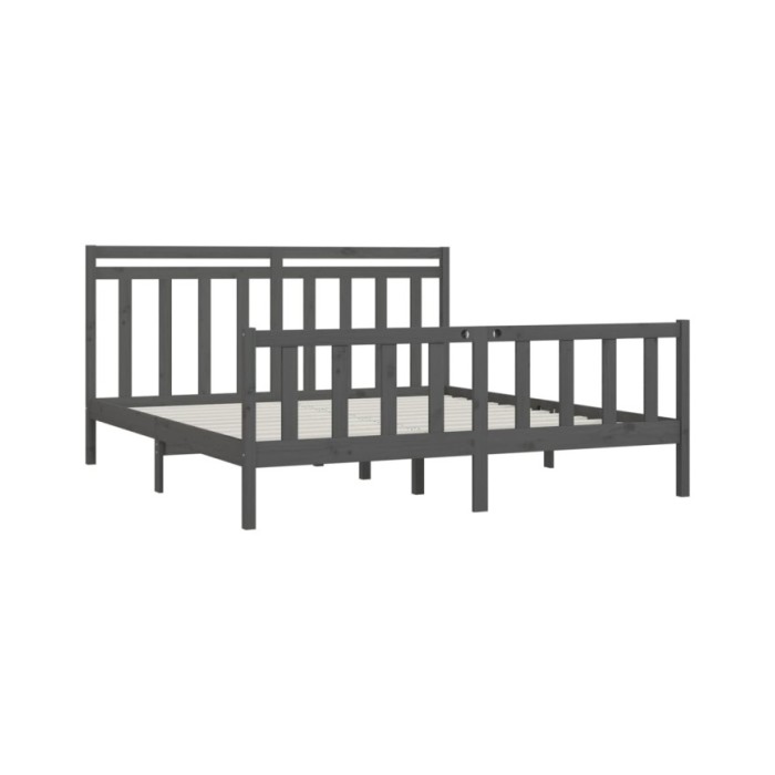 Cadre de lit Gris Bois de pin massif 200x200 cm