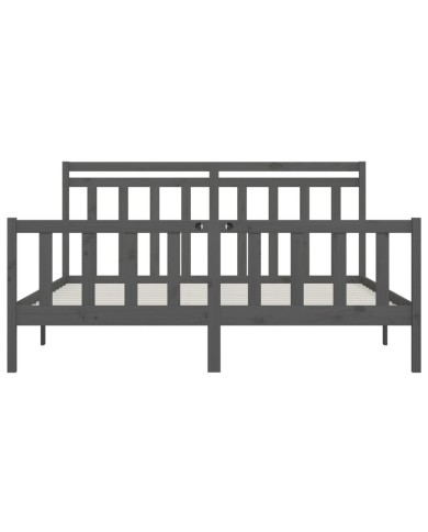 Cadre de lit Gris Bois de pin massif 200x200 cm