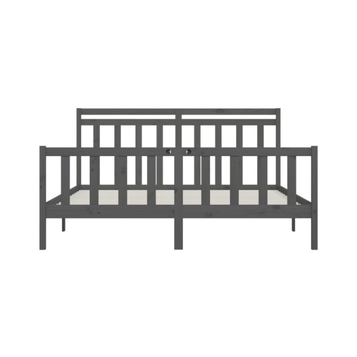 Cadre de lit Gris Bois de pin massif 200x200 cm