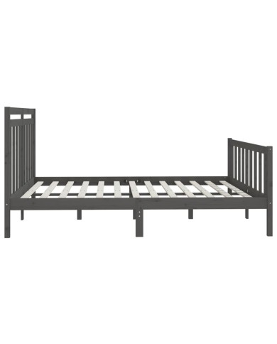Cadre de lit Gris Bois de pin massif 200x200 cm