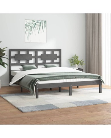 Cadre de lit Gris Bois de pin massif 200x200 cm