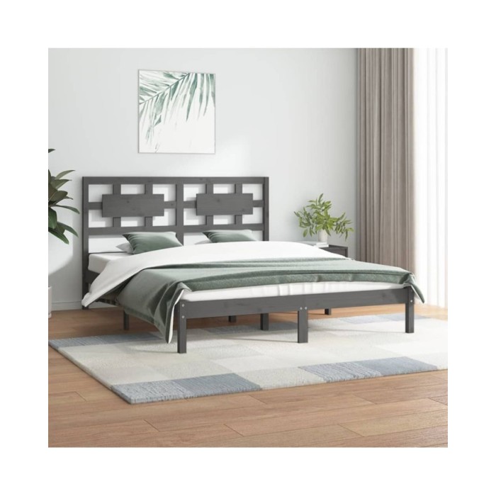 Cadre de lit Gris Bois de pin massif 200x200 cm