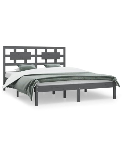 Cadre de lit Gris Bois de pin massif 200x200 cm