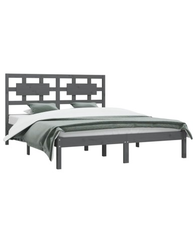 Cadre de lit Gris Bois de pin massif 200x200 cm